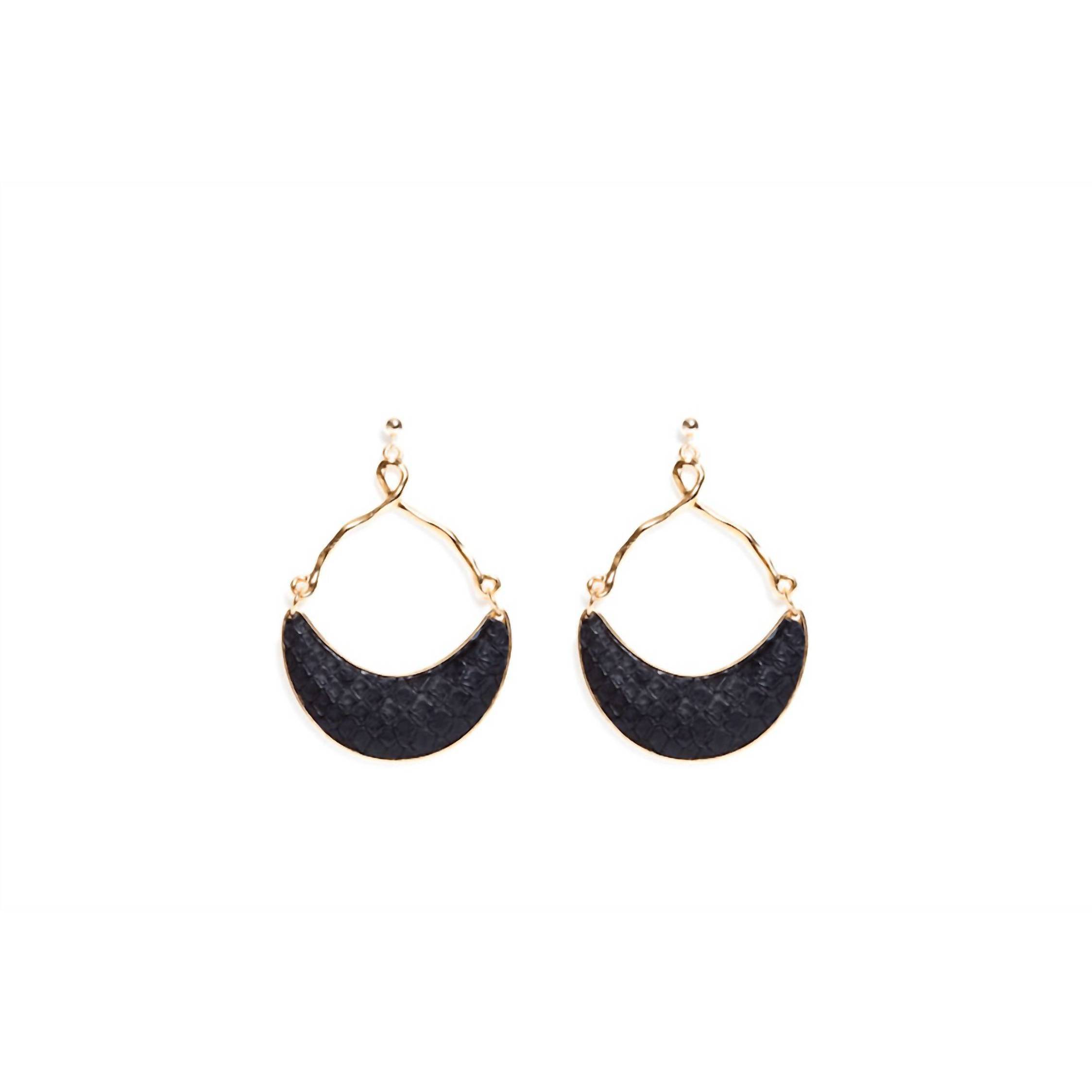 New Avenue Chic Women's Half Moon Python Earrings In Black